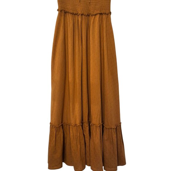 Old Navy Babydoll Maxi Dress Womens S Miner's Gold Milkmaid Cottagecore - Picture 5 of 7